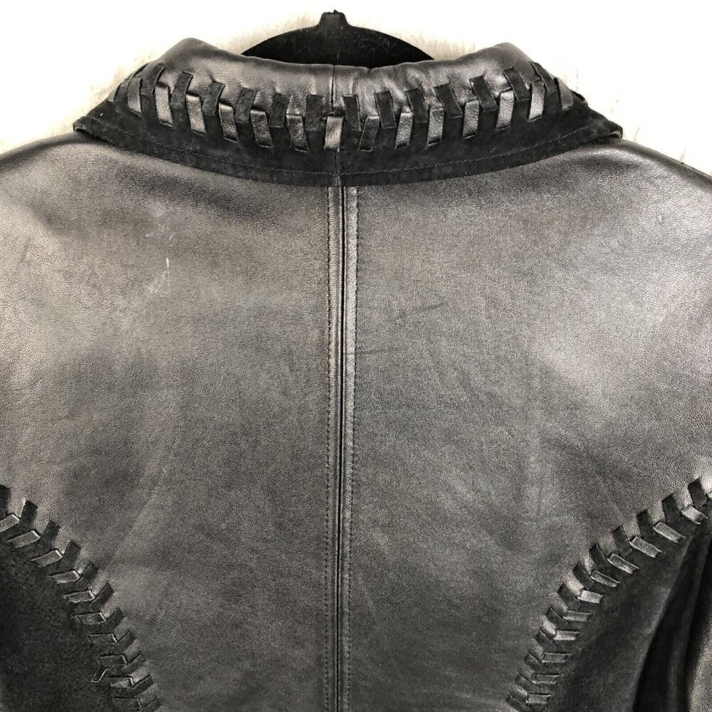 Cripple Creek Leather Jackt Womens Small Black Western Concho Braided Ranch - Picture 10 of 16